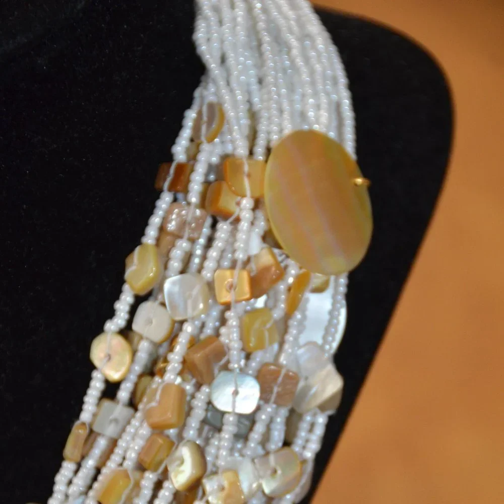 RARE VINTAGE STATEMENT RUNWAY JOSE MARIA BARRERA PEARL 28 STRANDS BEACH NECKLACE - Picture 3 of 14